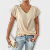 Elena | Blouse with V-neck and button detail