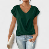 Elena | Blouse with V-neck and button detail