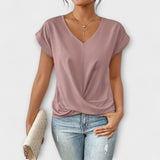 Elena | Blouse with V-neck and button detail