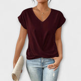 Elena | Blouse with V-neck and button detail
