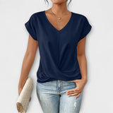 Elena | Blouse with V-neck and button detail